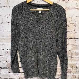 Women’s Cable Knit V-Neck Long Sleeve Sweater, 1X